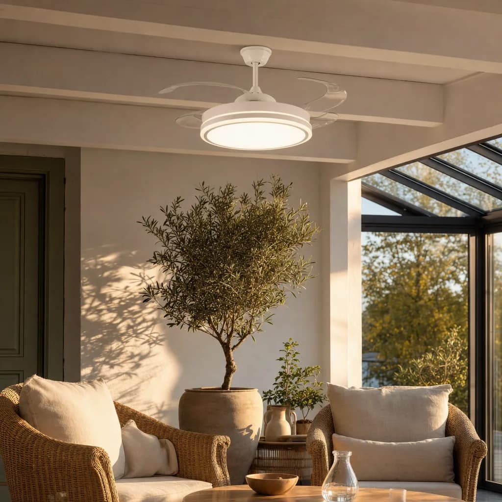 Ventilateur de plafond en maison de campagne : le charme retrouvé de l'ancien